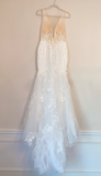 Mermaid Deep V neck Lace Wedding Dresses Open Back Rustic Bridal Gowns MHL139