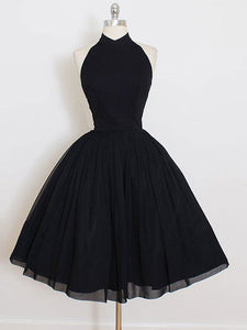 Short prom dress  Simple Black Halter Short Prom Dress Homecoming Dress MK0515