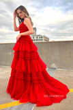 Chic A-line Spaghetti Straps Princess Prom Dresses Long Evening Dresses MLK04883|Selinadress