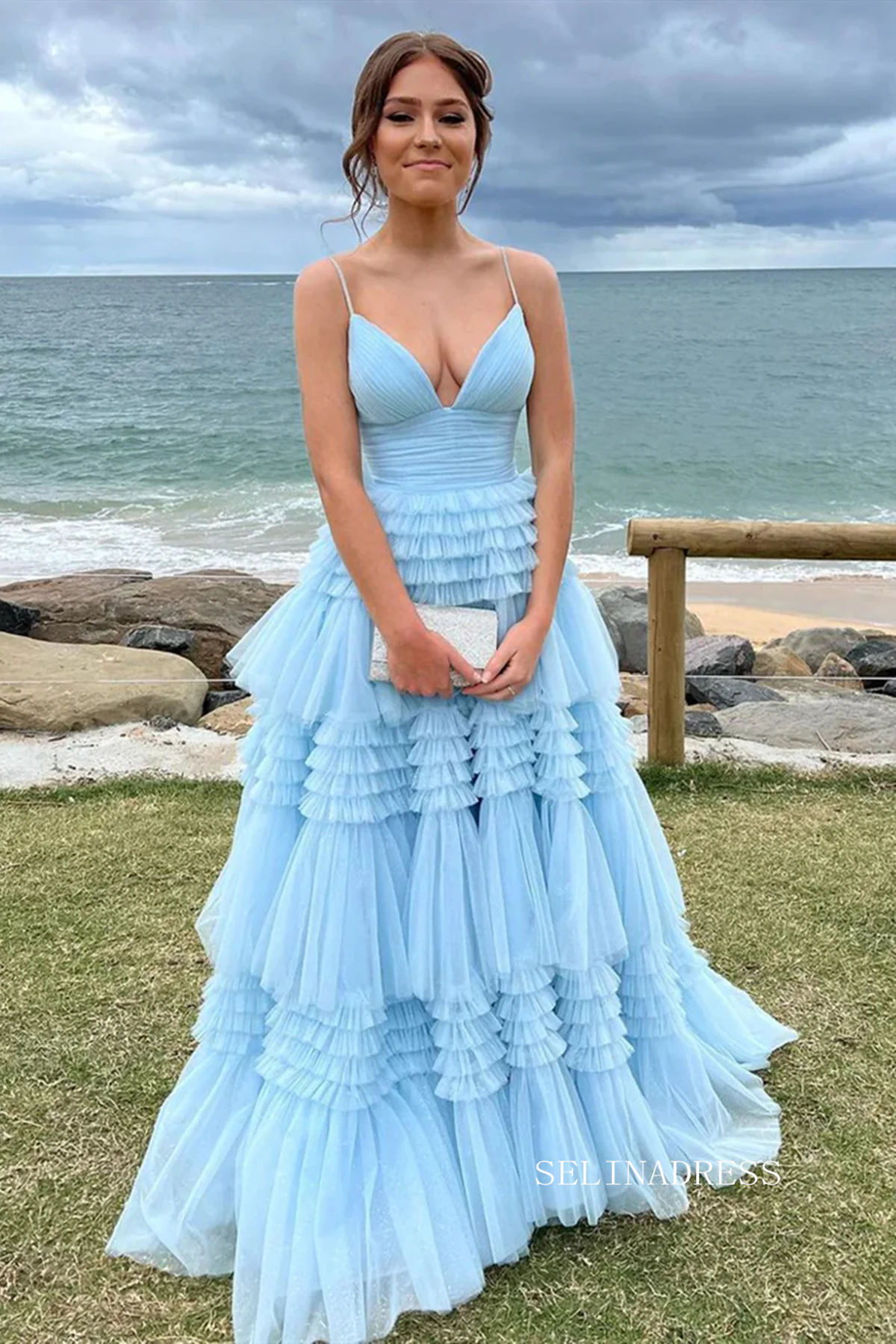 Chic A-line Spaghetti Straps Princess Prom Dresses Long Evening Dresse SELINADRESS Chic A-line Spaghetti Straps Princess Prom Dresses Long Evening Dresse SELINADRESS