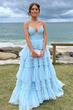 Chic A-line Spaghetti Straps Princess Prom Dresses Long Evening Dresses MLK04883|Selinadress