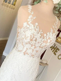Mermaid Scoop Applique Lace Boho Wedding Gowns Rustic Modest Wedding Dresses KTC051|Selinadress