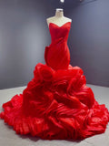 Mermaid Strapless Long Prom Dress Beautiful Custom Made Evening Gowns GRB204
