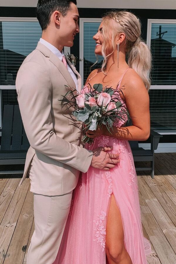 Lace Up Back Pink A-line Long Formal Dress EWQ001 SELINADRESS Lace Up Back Pink A-line Long Formal Dress EWQ001 SELINADRESS