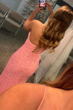 Sexy Pink Glitters Mermaid Long Party Dress EWQ006