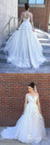 Romantic Open Back Wedding Dresses Spaghetti Straps Appliques Bridal Gown SEW033|Selinadress