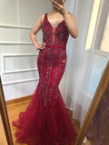 Selina Luxury Mermiad Sexy Prom Dress With Feather Tassel Long Prom Evening Gowns SC048