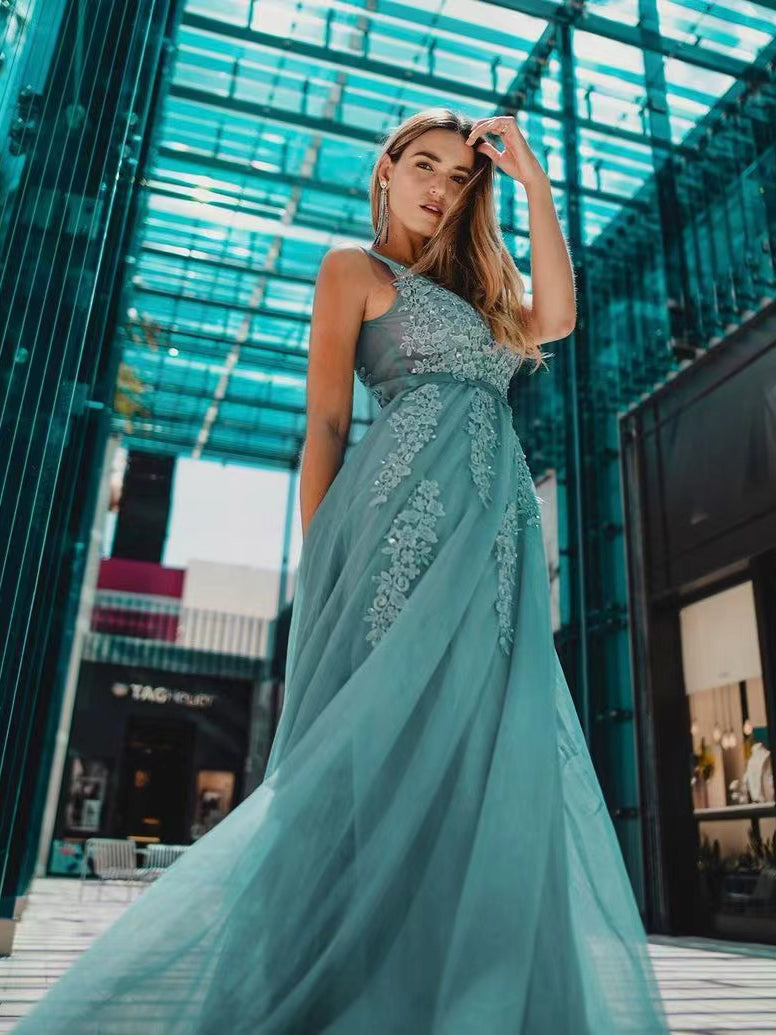 A-Line V-neck Lace Prom Dress Dark Navy Long Formal Gowns Dress Evenin SELINADRESS A-Line V-neck Lace Prom Dress Dark Navy Long Formal Gowns Dress Evenin SELINADRESS