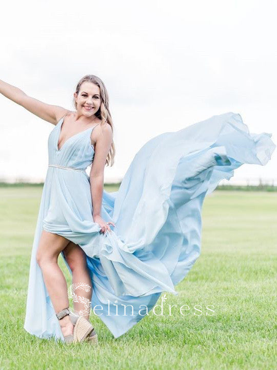 Thigh Split Sky Blue Rustic Wedding Dresses Prom Dress Beach Wedding Gown with Court Train SE009|Selinadress SELINADRESS Thigh Split Sky Blue Rustic Wedding Dresses Prom Dress Beach Wedding Gown with Court Train SE009|Selinadress SELINADRESS