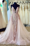 Pink Spaghetti Straps Embroidery Lace Long Evening Dress Pink Formal Prom Dress #SED252