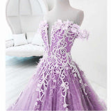Beautiful Off-the-shoulder Lace Prom Dress Floral Elegant Long Evening Dress #SED247