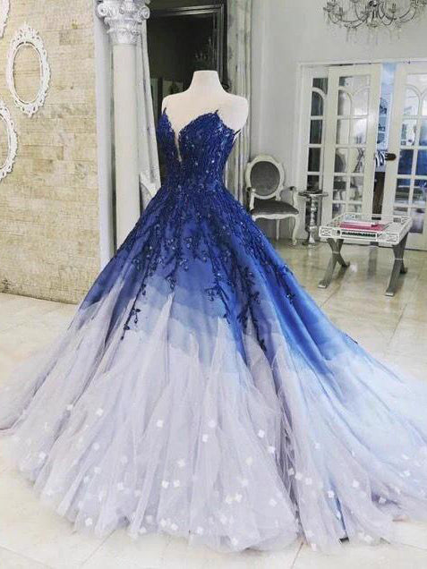 ombre prom dress Off Shoulder Purple Pink Tulle Ball Gown Dresses,PD00316 AlineBridal Immerse yourself in a world of sartorial excellence with the ethereal charm of this enchanting Nox Anabel C1420 creation Elegant Royal Blue Modest White