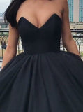 Chic Ball Gowns Prom Dresses Black Strapless Long Prom Dress Evening Dresses #SED268