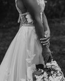A Line V neck Vintage Wedding Dresses See Through Wedding Gowns SED353