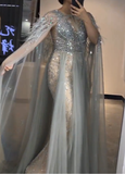 Selinadress Elegant Long Luxury Shawl Long Evening Dress Formal Gowns SC089