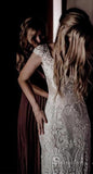 Vintage Lace Wedding Dress Sexy  Boho Ivory Beach Wedding Dress # SD0825