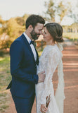 Sheath/Column Ivory Wedding Dress With Long Sleeve Lace Wedding Gowns SEW025|Selinadress