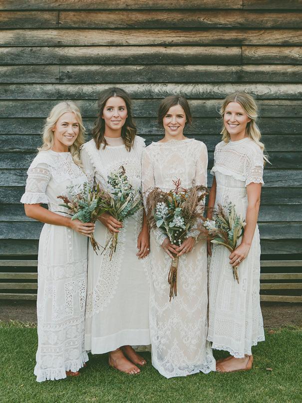 ivory wedding dress with bridesmaids Mismatched Bridesmaid Dresses