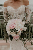 Trumpet/Mermaid Off-the-shoulder Long Sleeve Wedding Dress Bridal Gowns SEW038|Selinadress