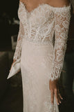 Trumpet/Mermaid Off-the-shoulder Long Sleeve Wedding Dress Bridal Gowns SEW038|Selinadress