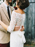 Sheath/Column Wedding Dress Half Sleeve Royal Lace Wedding Gowns SEW027|Selinadress