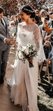 Two Piece Lace Chiffon Convertible Beach Wedding Dresses SEW075