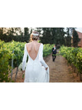 Sheath/Column Long Sleeve Wedding Dresses Satin Wedding Gowns SEW028|Selinadress
