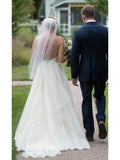 A-line Ivory Deep V neck Wedding Dresses Simple Cheap Wedding Gowns SEW029|Selinadress