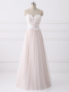 A-line Spaghetti Straps Cheap Lace Wedding Dresses SEW032|Selinadress