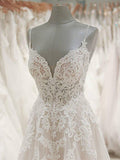 A Line Spaghetti Straps Beach Wedding Dresses Rustic Wedding Gowns SED351