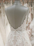 A Line Spaghetti Straps Beach Wedding Dresses Rustic Wedding Gowns SED351