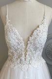 A Line Spaghetti Straps Beach Wedding Dresses Lace Wedding Gowns SED352