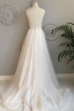 A Line Spaghetti Straps Beach Wedding Dresses Lace Wedding Gowns SED352