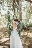 A Line Spaghetti Straps Lace Wedding Dresses Beach Wedding Gown SED356