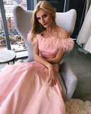 Mermaid Off-the-shoulder Shoulder Pink Long Prom Dresses Evening Dress SED566|Selinadress