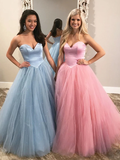 Chic A-line Sweetheart Long Prom Dresses Tulle Evening Dress KPS25245|Selinadress