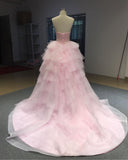 Pink Ball Gowns Sweetheart Beaded Long Prom Dresses Gorgeous Formal Dresses SED303