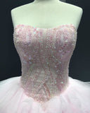 Pink Ball Gowns Sweetheart Beaded Long Prom Dresses Gorgeous Formal Dresses SED303