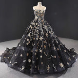 Black Strapless Ball Gowns Sparkly Long Prom Dresses Stunning Formal Dresses SED305