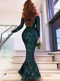 Unique Dark Green Mermaid Sparkly Long Prom Dress Evening Dress SED284