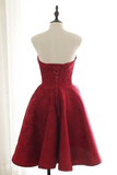 Burgundy Sweetheart Lace Short Prom Dresses Homecoming Dresses MHL116