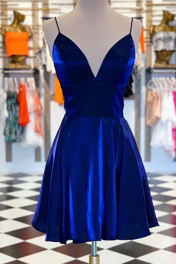 A-line Spaghetti Straps Short Prom Dress Simple Homecoming Dress MHL095