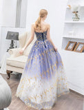 A-line Strapless Sparkly Long Prom Dresses Evening Gowns SED364