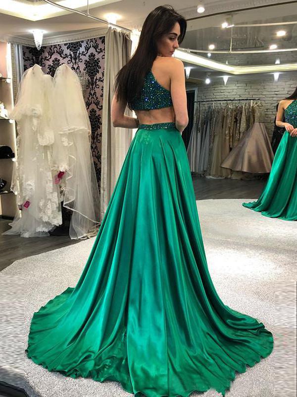 A-line Scoop Beaded Hunter Long Prom Dresses Evening Gowns SED368 SELINADRESS A-line Scoop Beaded Hunter Long Prom Dresses Evening Gowns SED368 SELINADRESS