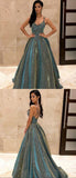 A-line Double Strap Long Prom Dresses Spatkly Evening Dresses SED436|Selinadress