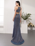 Mermaid Spaghetti Straps Long Prom Dresses Slit Sexy Evening Dresses SED374|Selinadress