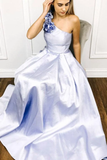 A-line One Shoulder Blue Long Prom Dress Evening Dresses SED555|Selinadress