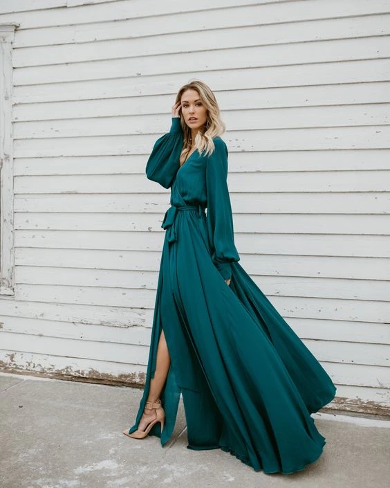 A-line Burgundy Long Prom Dresses Long Sleeve Simple Cheap Prom Dress SELINADRESS A-line Burgundy Long Prom Dresses Long Sleeve Simple Cheap Prom Dress SELINADRESS