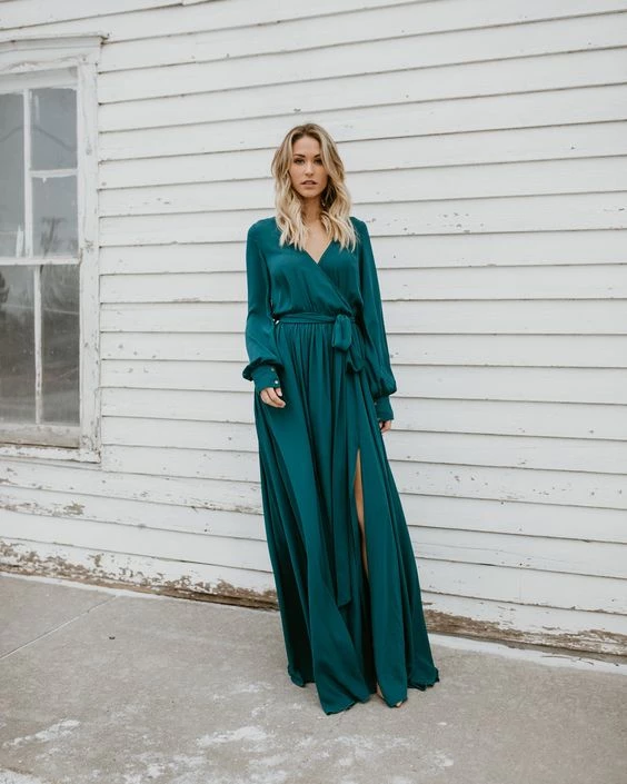 A-line Burgundy Long Prom Dresses Long Sleeve Simple Cheap Prom Dress SELINADRESS A-line Burgundy Long Prom Dresses Long Sleeve Simple Cheap Prom Dress SELINADRESS