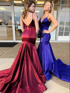 Trumpet/Mermaid Spaghetti Straps Sexy Long Prom Dresses Evening Gowns SED418|Selinadress